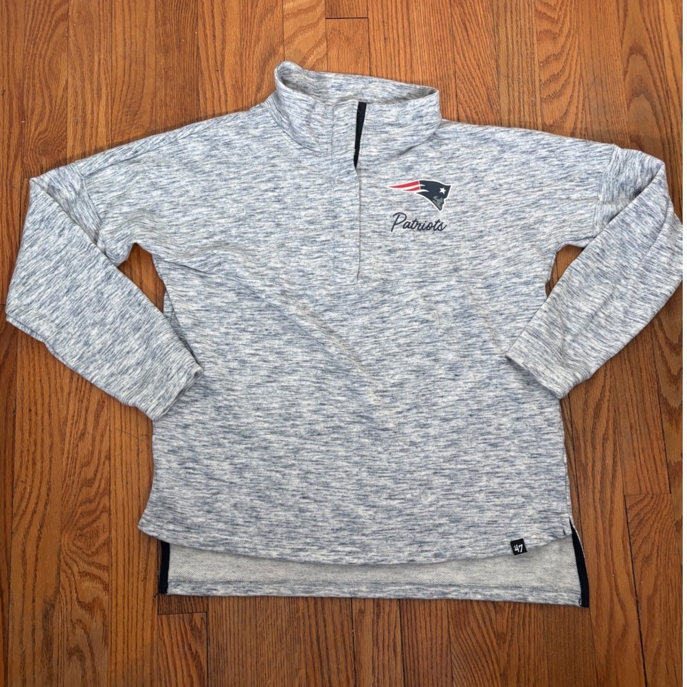 New England Patriots 47 Brand Grey Space Dye Quarter‎ Snap Pullover Men's M